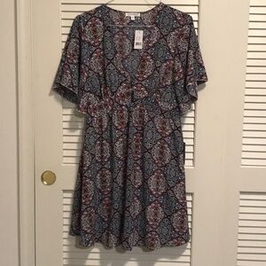 NWT Bailey Blue umpire v neck bohemian style dress - XL